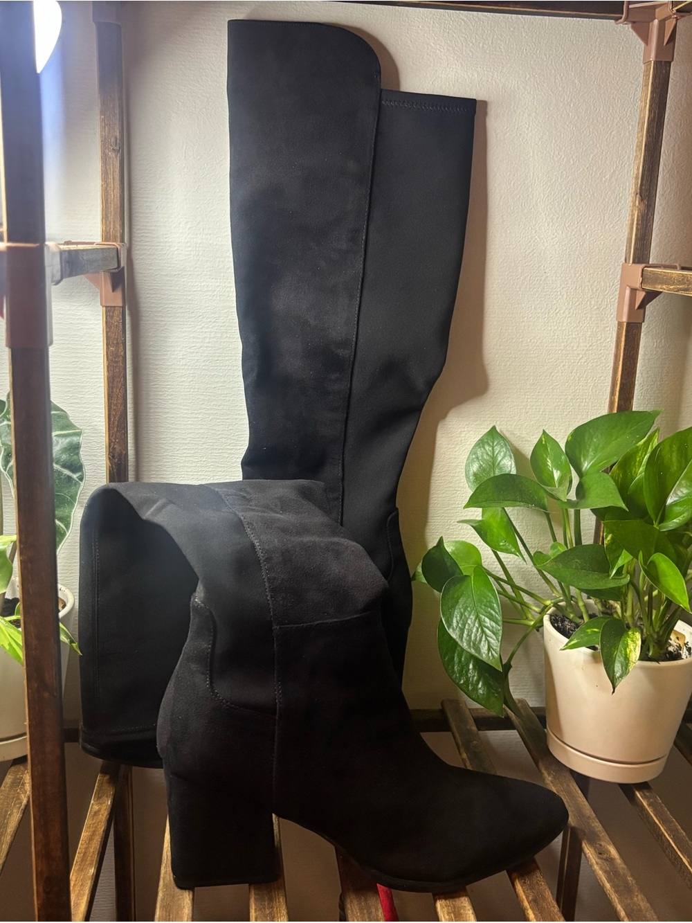 Marc Fisher Black Over-the-Knee Block Heel Boots
